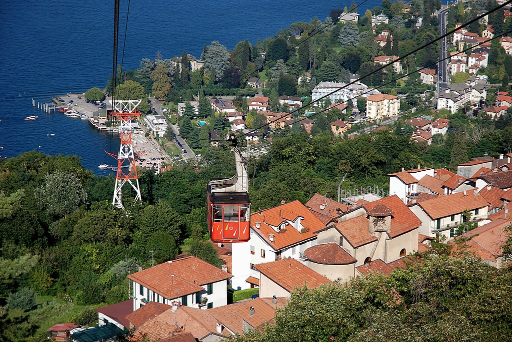 Cable car above Stresa. Image from wikipedia commons