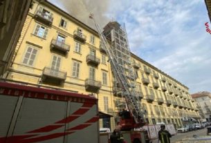 Turin tower block fire. Image: Vigil del Fuoco on Twitter