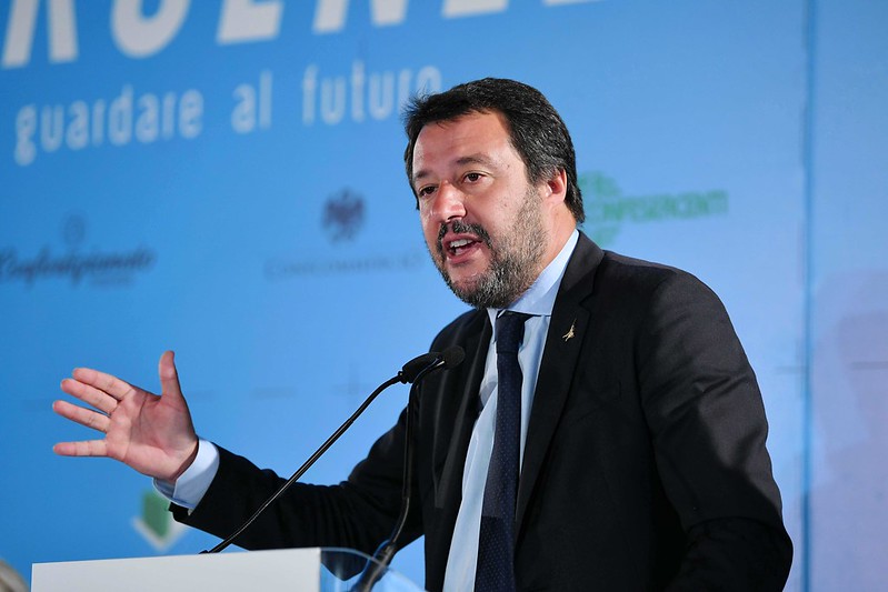 Matteo Salvini in 2019 the year he blocked the migrant ship. Image by Confartigianato Imprese via Flickr.com under creative common licence