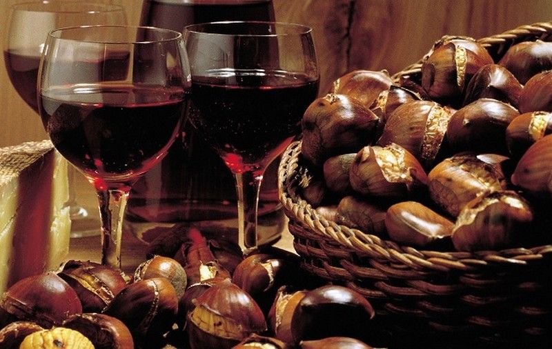 san martino celebration - wine and chestnuts
