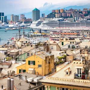 Genoa port with cruise ships