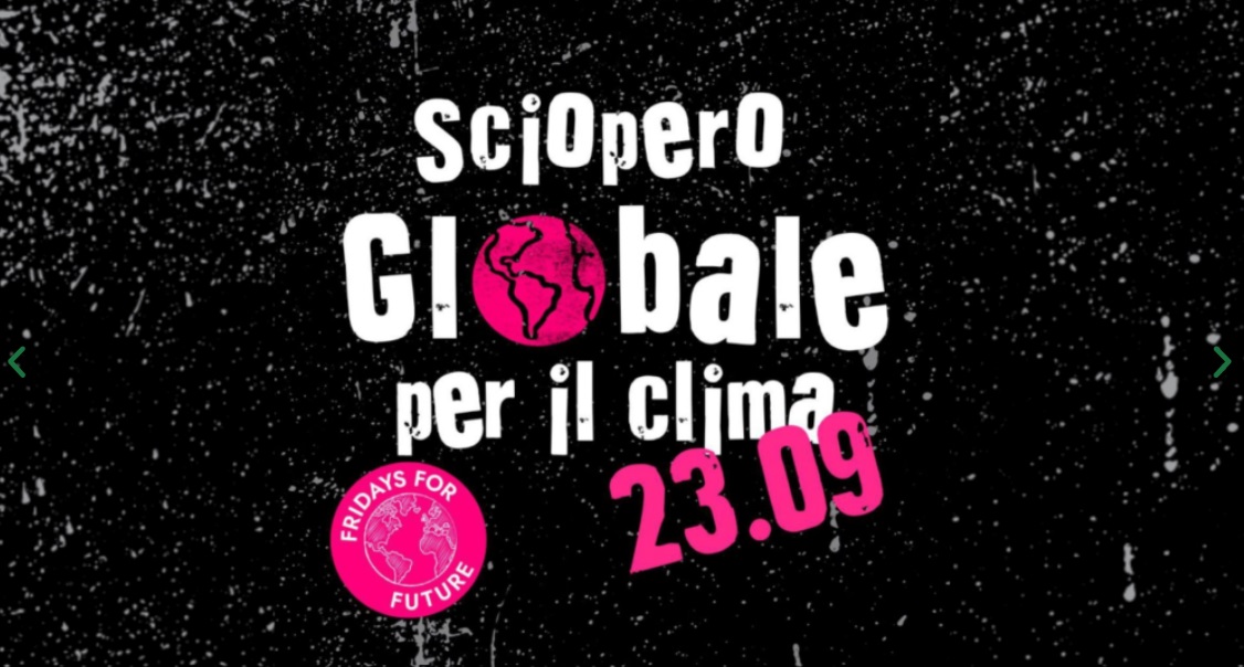 global climate strike marches in Italian cities on the last day of electioneering in Italy on 23 September