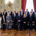 Italy's first woman prime minister , Giorgia Meloni, with her government