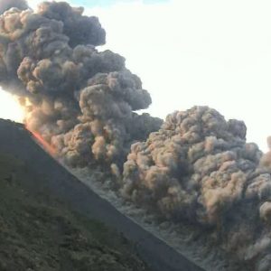 Stromboli volcano erupts and lava spreads to the sea