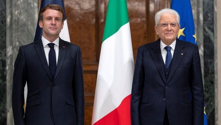 Mattarella and Macron in front of flags.. Italy can look after itself says Mattarella