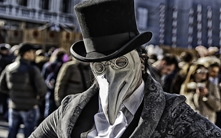 Plague doctor mask during Carnival in Venice