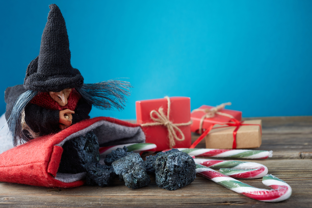 La Befana with her coal and candy