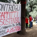 Banner at protest camp as students stand up against huge rent prices