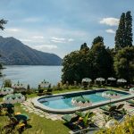 Passalacqua winner of the World's 50 Best Hotels list. Showing the view of Lake Como from the pool