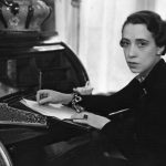 Elsa Schiaparelli at her writing desk