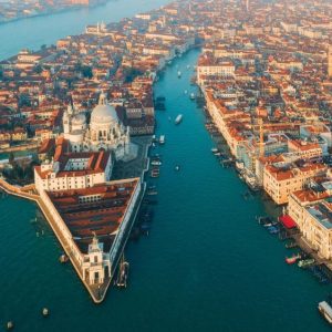 Venice from the air - Giudecca Canal. Copyright Getty Images
