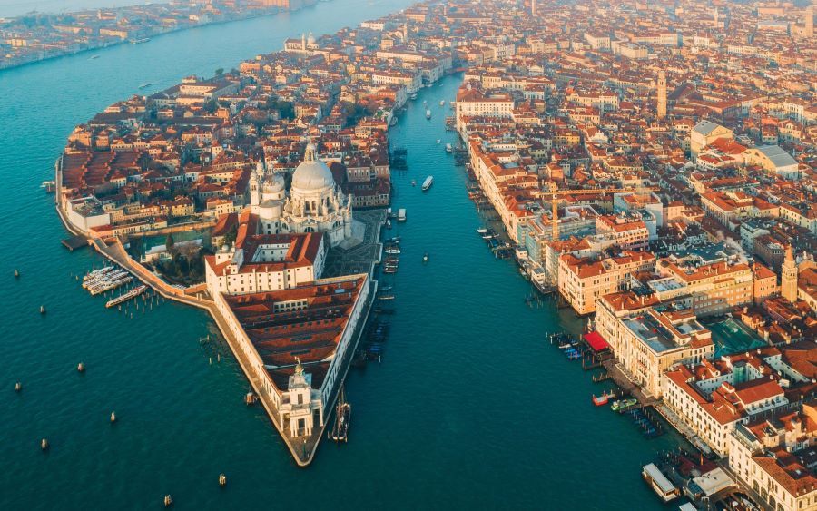 Venice from the air - Giudecca Canal. Copyright Getty Images