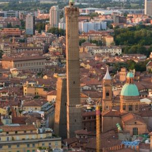 Garisenda Tower, the smaller of the iconic two towers of Bologna, faces imminent collapse