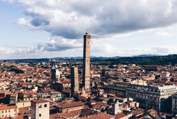 Leaning tower of Bologna and sister tower. The city's mayor accused the government of sending blackshirts in November 2024 to the city Man dies after being restrained by police in Bologna