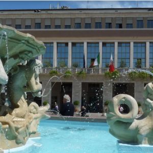 Fountain in Pesaro which is Italy' capital of culture in 2024.