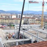 Drone view of building site where the search continues for a missing construction worker