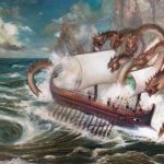 Odysseus navigating between scylla and charybdis