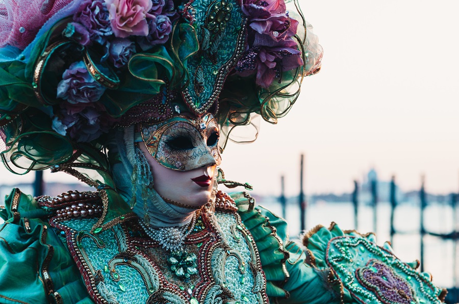 woman in carnival costume venice