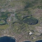Campi Flegrei - areial view shaowing the calderas nad surrounding towns.