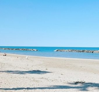Italy could lose 40% of its beaches according to a new report. Shown: Blue Flag beach Cupra Marittima.