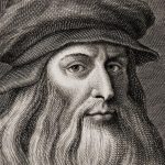 Engraving of Leonardo da Vinci. Da Vinci will featuire on the new 100 euro banknotes