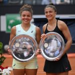 Italian Open Women's Doubles champions holding their trophies. Image from Twitter.com