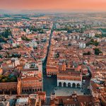 Aerial view of Piacenza from Piazza Cavelli. Image by Luca Gionelli Creative Commons Attribution-Share Alike 4.0 International license. Via Wikimedia Commons