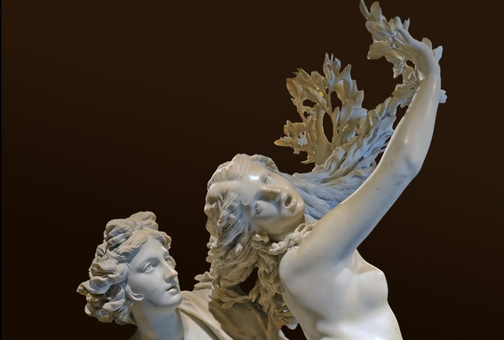 Apollo and Daphne, close up of the heads, at Galeria Borghese Rome