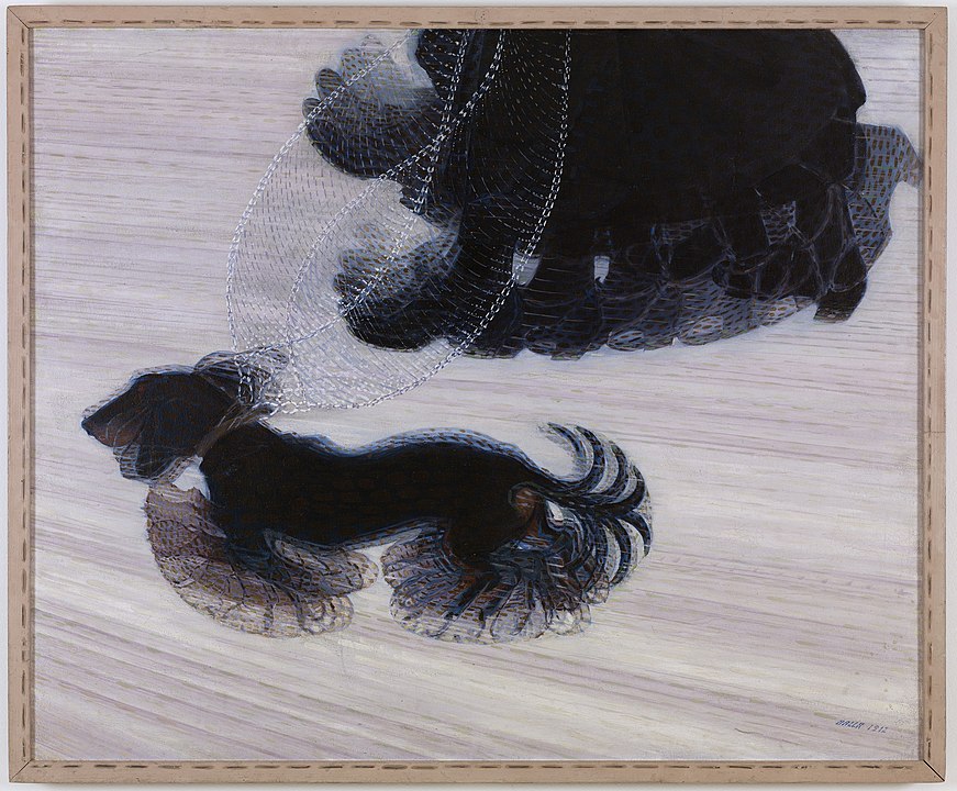 Dynamism of a dog on a leash By Giacomo Balla - Albright–Knox Art Gallery, Public Domain, https://en.wikipedia.org/w/index.php?curid=57065167
