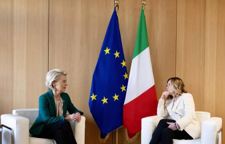 Meloni has written to Ursula von der Leyen about the EC's 2024 Rule of Law report. Image: EPA