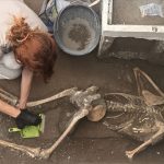Excavation of one of the victims of the Vesuvius euption in AD79