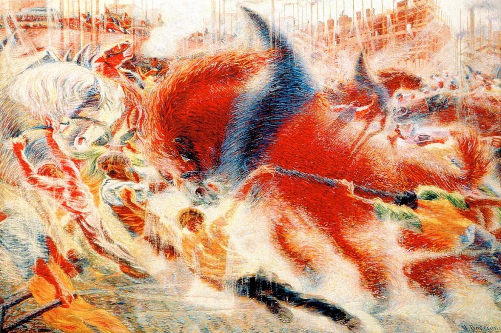 The City Rises by Umberto Boccioni, held at the Museum of Modern Art in New York City