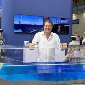 Salvini at Messina Strait Bridge presentation. The CGIL is calling on the EC to block the Messina Bridge project. The project received final governmental approval on 6th August 2025