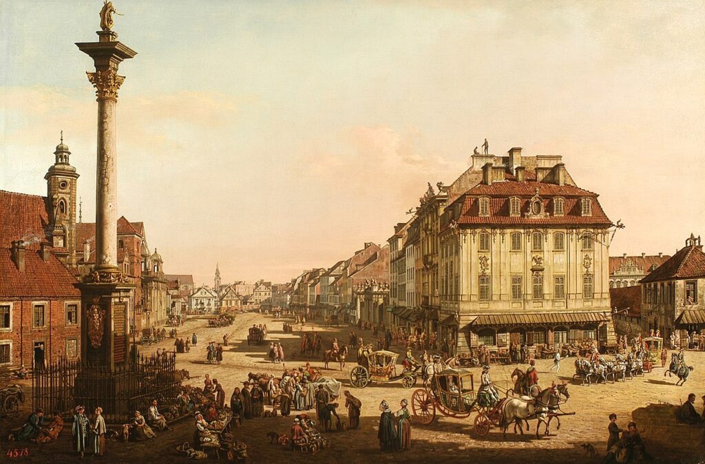 Cracow suburb as seen from cracow gate. By Bellotto in the public domain