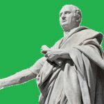 Cicero statue with green background