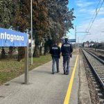 Montagnana station platform with police