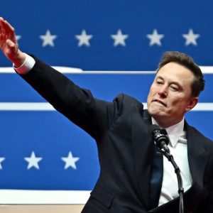 Musk salute at Trump inauguration celebration. Angela Weiss/AFP via Getty Images