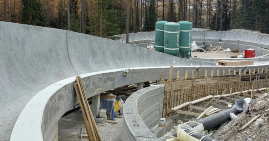 Cortina bobsleigh track November 2024. Societa Infrastutture Milan Cortina via AP