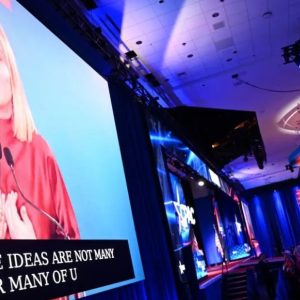 Meloni addresses CPAC via videolink from Rome Photo by ROBERTO SCHMIDT / AFP