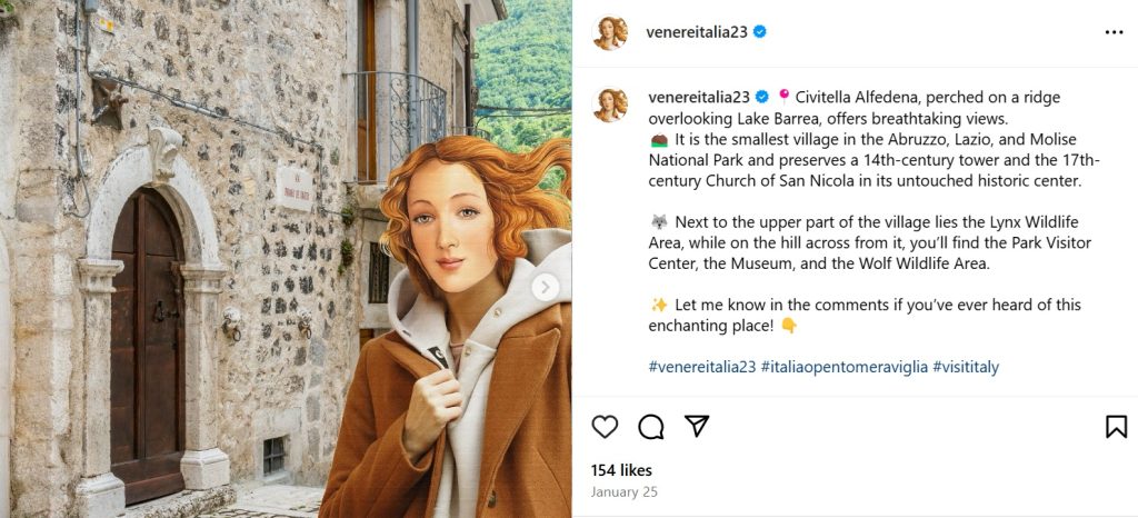 Venereitalia Instagram post. There is little engagement on the profile unless in a collaboration.