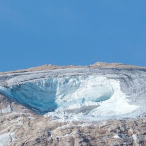 Galcier governance called for to help slow down glacier collapses such as at Marmolada peak Dolomites - 2022. Image credit: Borut Živulovič/Reuters