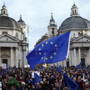 Pro-Europe rally in Rome 15 March 2025. Credit: LaPresse via AP