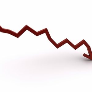 consumer and business confidence down. Image shows red arrow on a downward trend