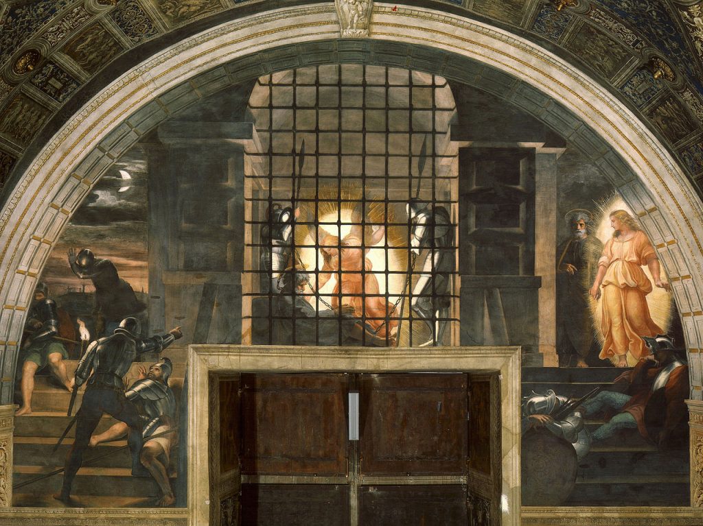 The Liberation of St Peter  By Raphael - See below., Public Domain, https://commons.wikimedia.org/w/index.php?curid=16019841
