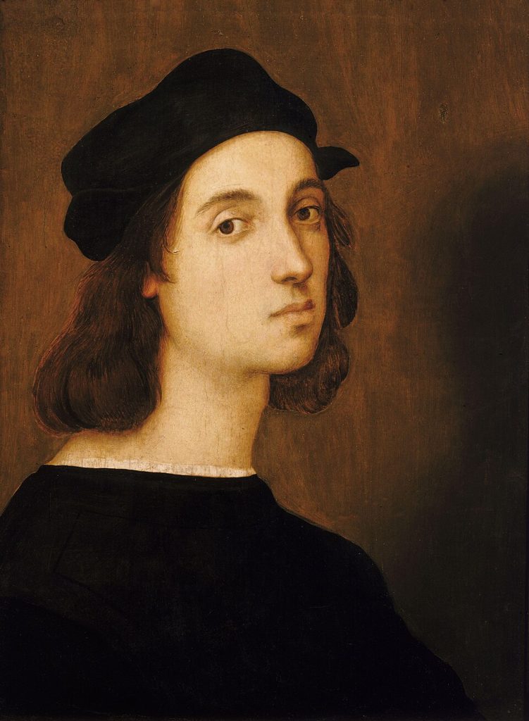 Self-portrait of Raphael, aged approximately 23 By Raphael - http://nevsepic.com.ua/art-i-risovanaya-grafika/2409-raffaello-sanzio-rafael-santi-37-rabot.html image, Public Domain, https://commons.wikimedia.org/w/index.php?curid=35440864