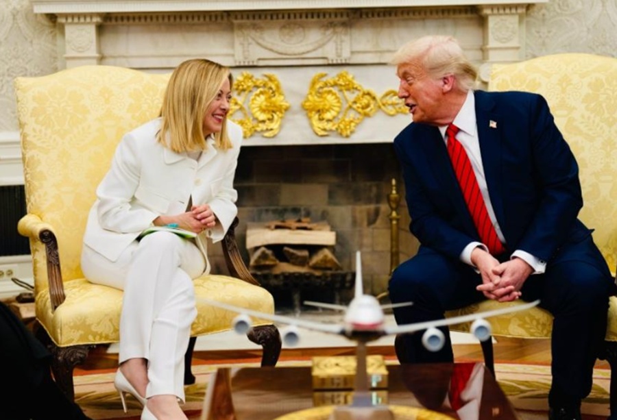 Meloni and Trump (pictured) say they are certain they can reach an agreement on trade tariffs. Image credit: Palazzo Chiggi