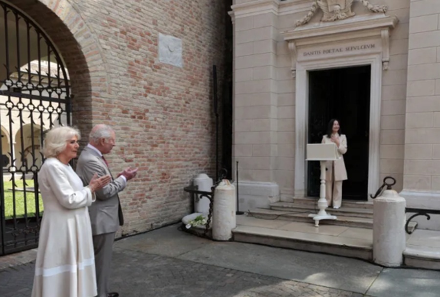 King Charles four-day state visit ends in Ravenna where he and Queen Camilla visited Dante's tomb. Credit: EPA