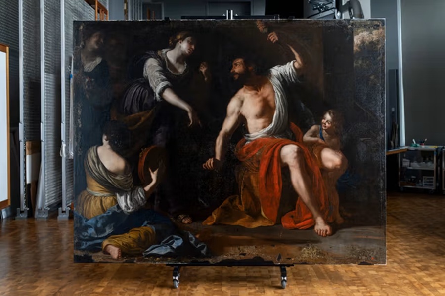 Hercules and Omphale - the restored Artemisia Gentileschi painting almost destroyed in the Beirut blast of 2020.