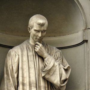 Niccolo Machiavelli - close up of statue outside the Uffizi