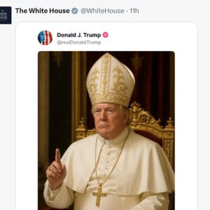 Close up of AI image of Dinald Trump as pope